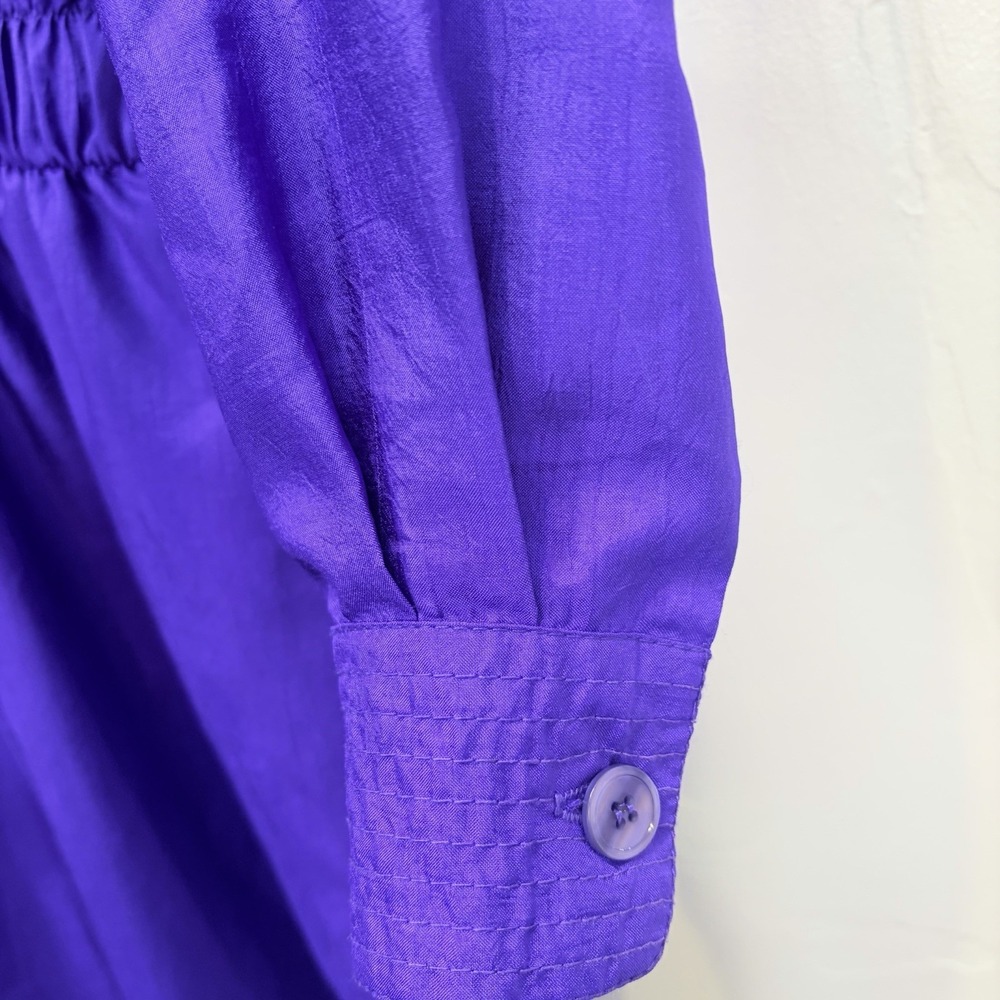 Vintage Joan Walters Woman's Nylon Button Up Jumpsuit Size 8 Purple 80's 90's - Picture 11 of 16